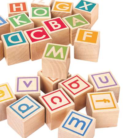 Каталка-тележка с кубиками HAPE и английским алфавитом деревянная