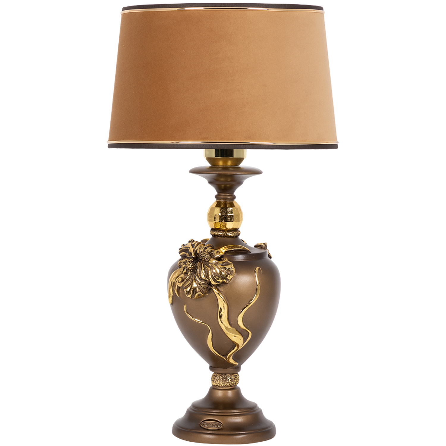 Светильник настольный BOGACHO Флер де Лис бронзовый с абажуром коричневого цвета - фото 1