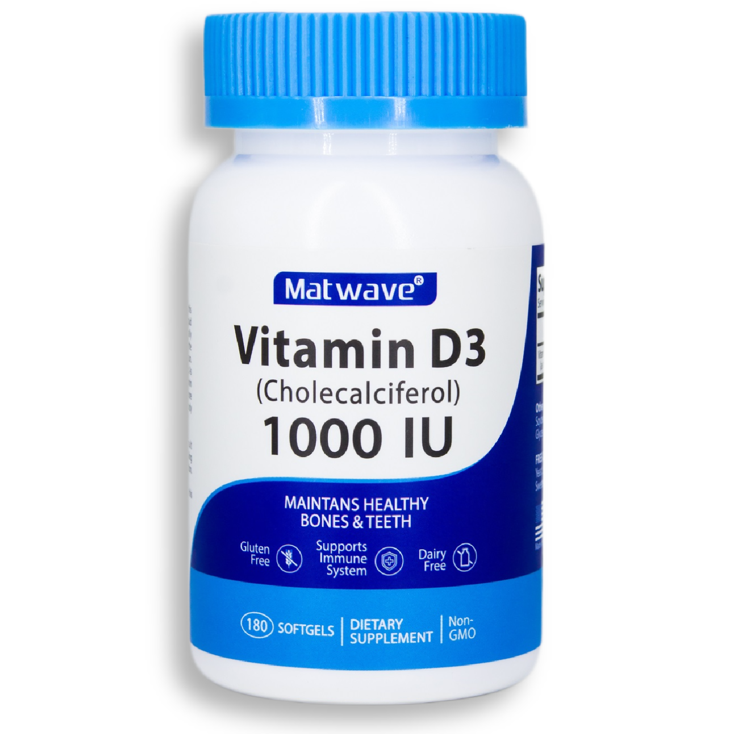 Витамины Matwave Д3 vitamin D3 1000 IU 25 мкг 180 капсул - фото 1