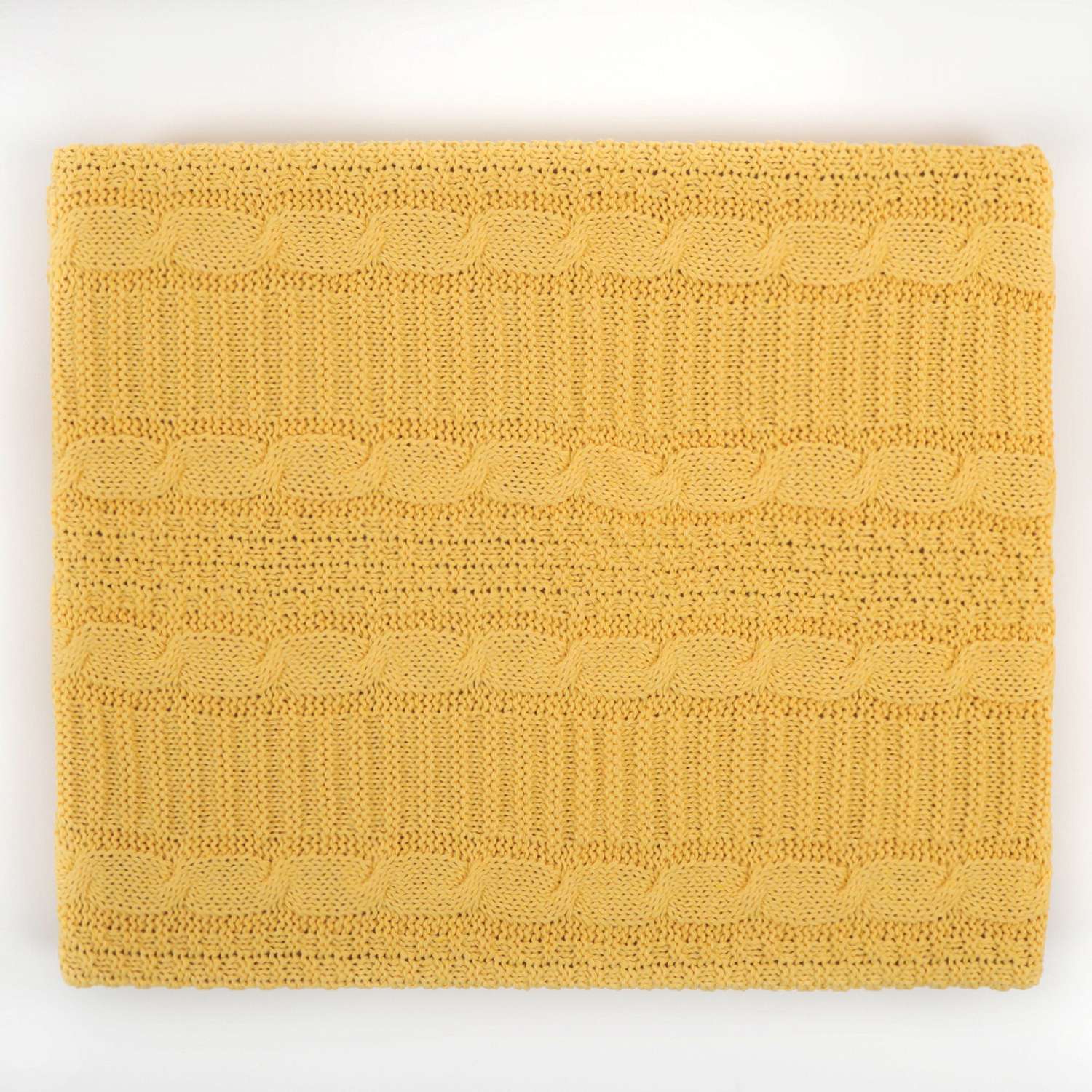 Плед-покрывало детский вязаный WARM WHIFF D-02К желтый на выписку в коляску в кроватку 90x110 - фото 1