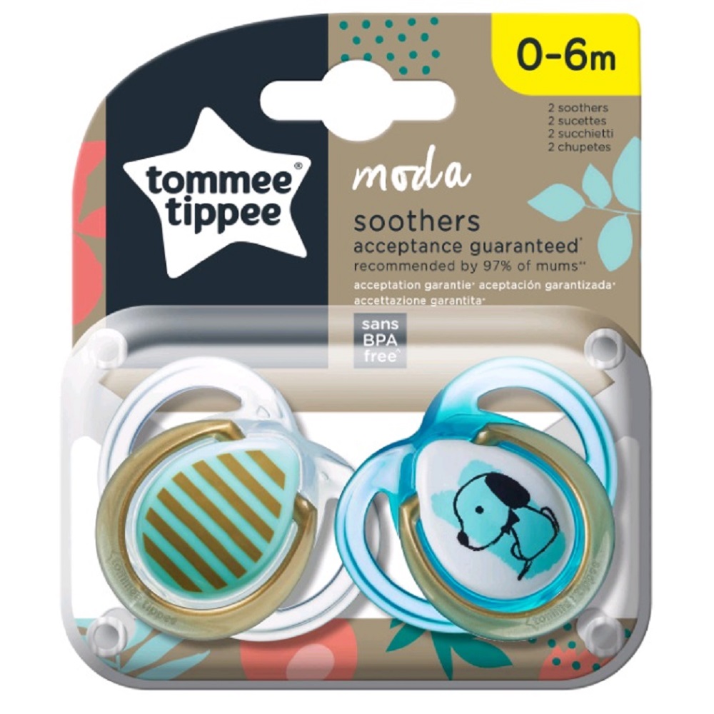 Пустышка Tommee tippee силиконовая Moda для мальчиков 0-6 мес. 2 шт. - фото 1