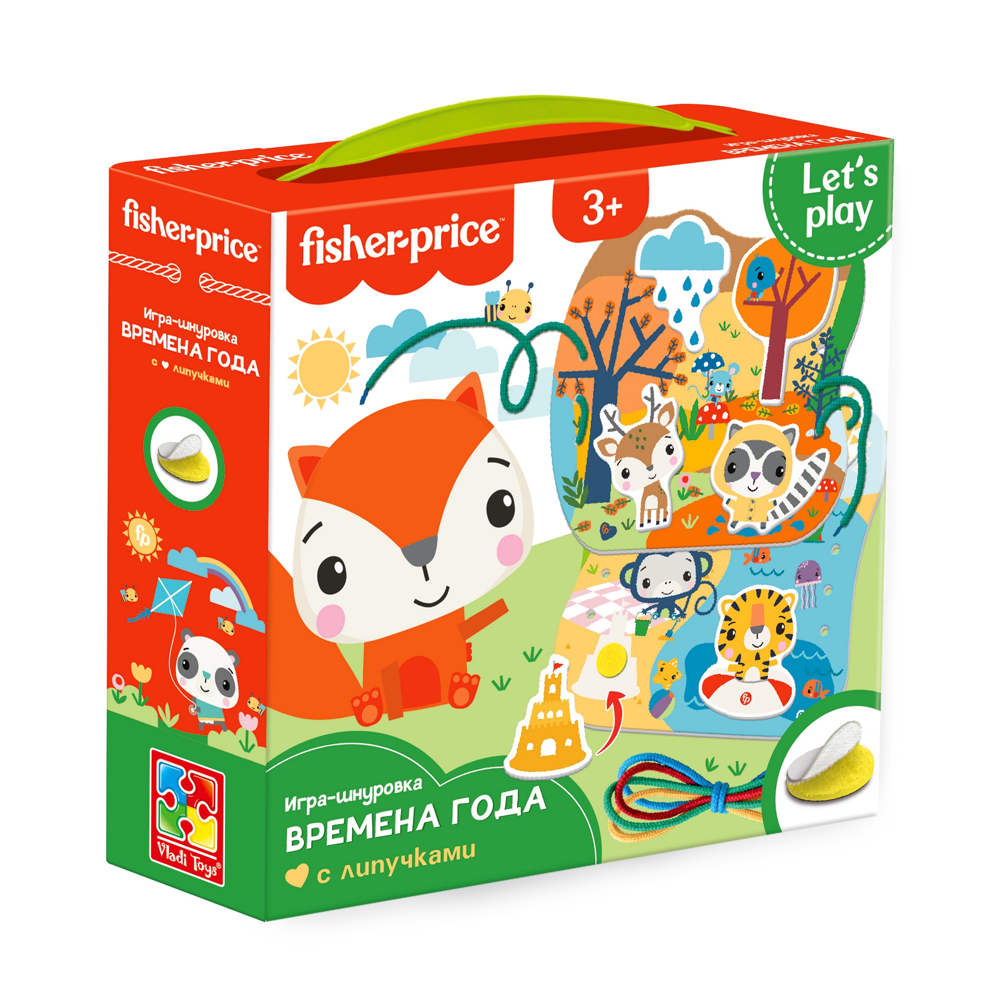 Шнуровка Vladi Toys развивающая для малышей с липучками Fisher-Price Времена года - фото 2