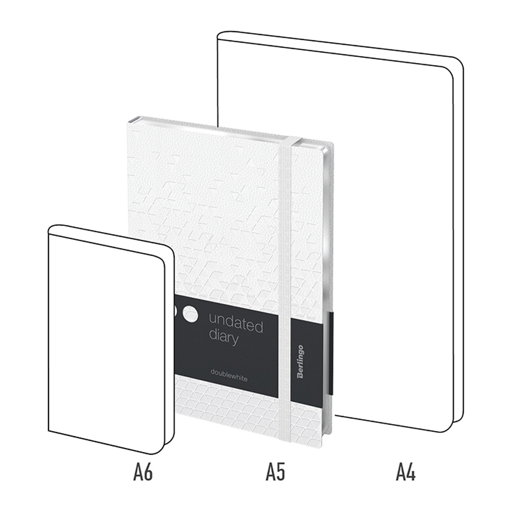 Ежедневник Berlingo недатированный А5 136 листов DoubleWhite кожзам серебряный срез белый с рисунком - фото 7