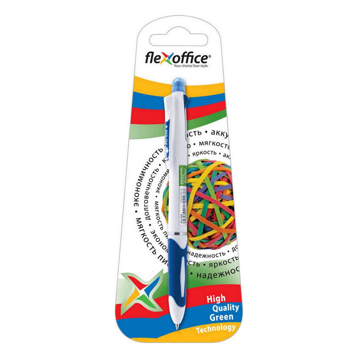 Ручка многофункциональная Flexoffice 4in1 мульти: синие+красные чернила + мех. карандаш + ластик - фото 1