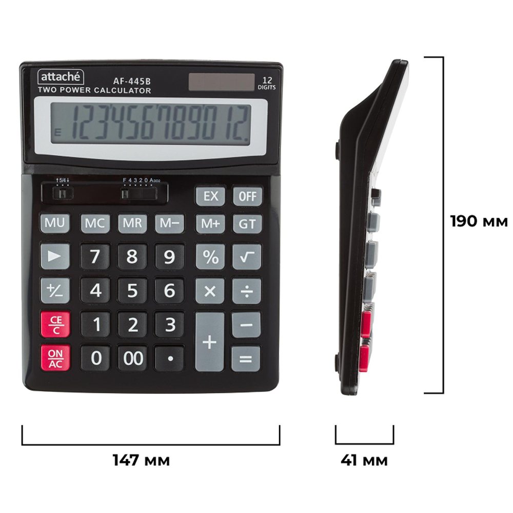 Калькулятор Attache настольный полноразмерный 12 разр. черный - фото 2