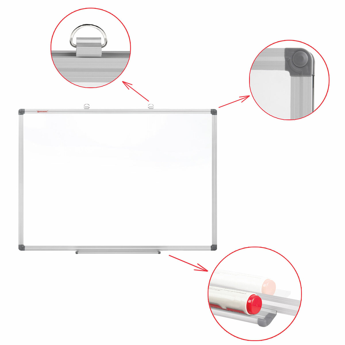 Доска демонстрационная Brauberg магнитно-маркерная белая на стену - фото 11