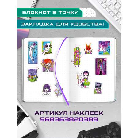 Блокнот Проф-Пресс в точку с холодным тиснением 64 листа 162х222 мм. Девушка в стиле киберпанк