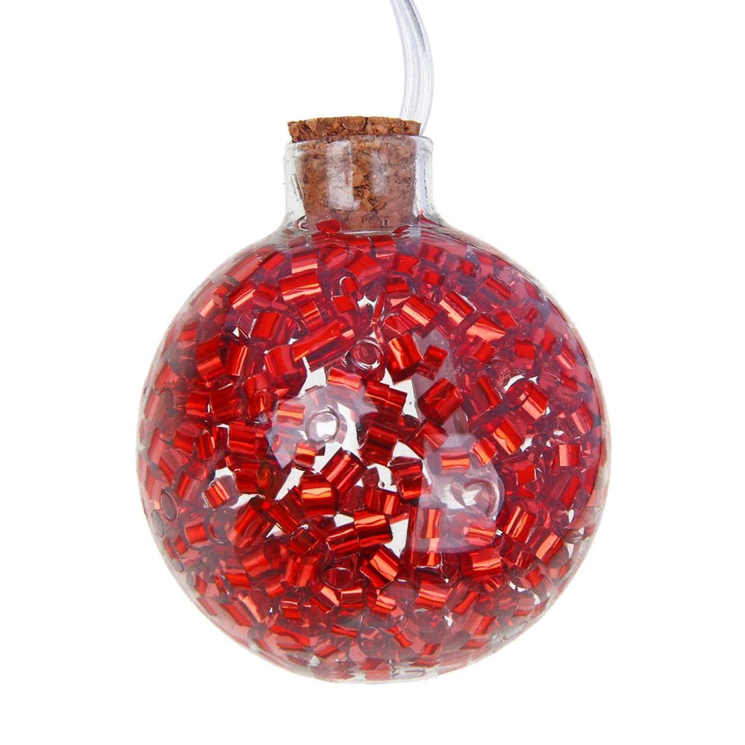 Светодиодная гирлянда Сноубум Красная бомбочка 1.8 м 10LED шампань - фото 2
