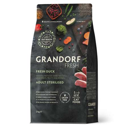 Корм для кошек GRANDORF FRESH 2 кг утка (для стерилизованных и кастрированных)