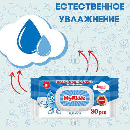 Влажная туалетная бумага MyKiddo 80 шт