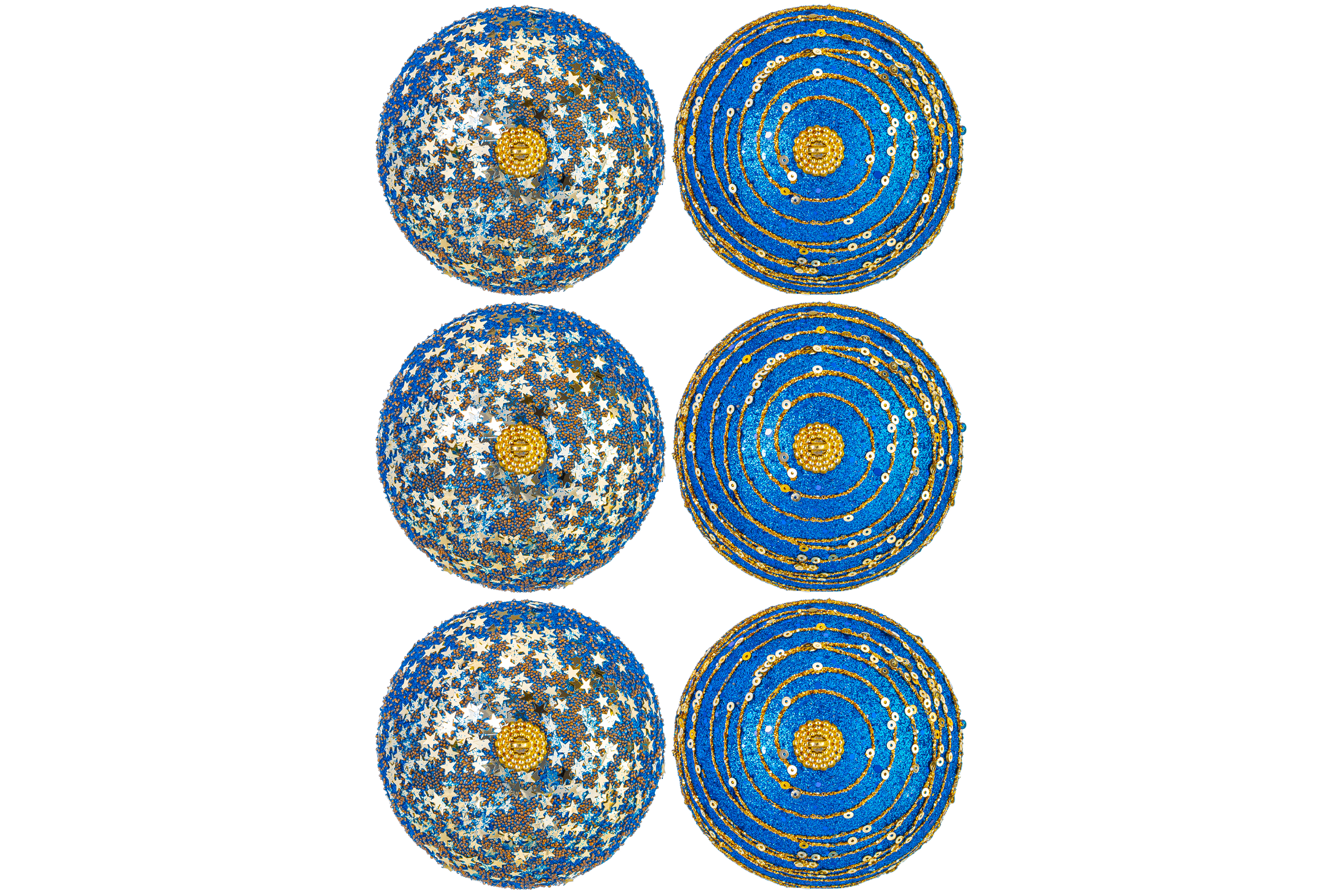 Набор Elan Gallery 6 новогодних шаров 9.5х9.5 см Золото на синем синий - фото 5