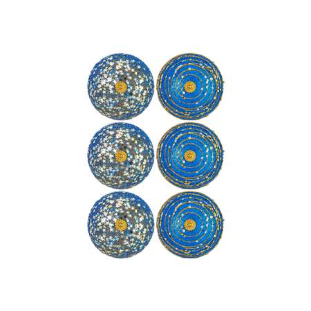 Набор Elan Gallery 6 новогодних шаров 9.5х9.5 см Золото на синем синий