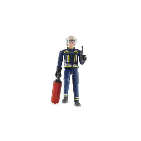 Игрушка BRUDER Фигурка пожарного 107мм с огнетушителем и рацией