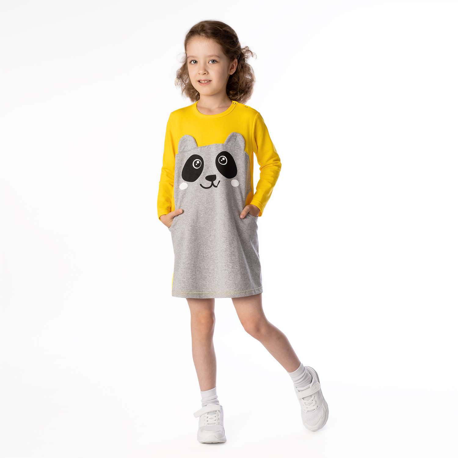 Платье Утенок 923п желтый меланж панда - фото 1