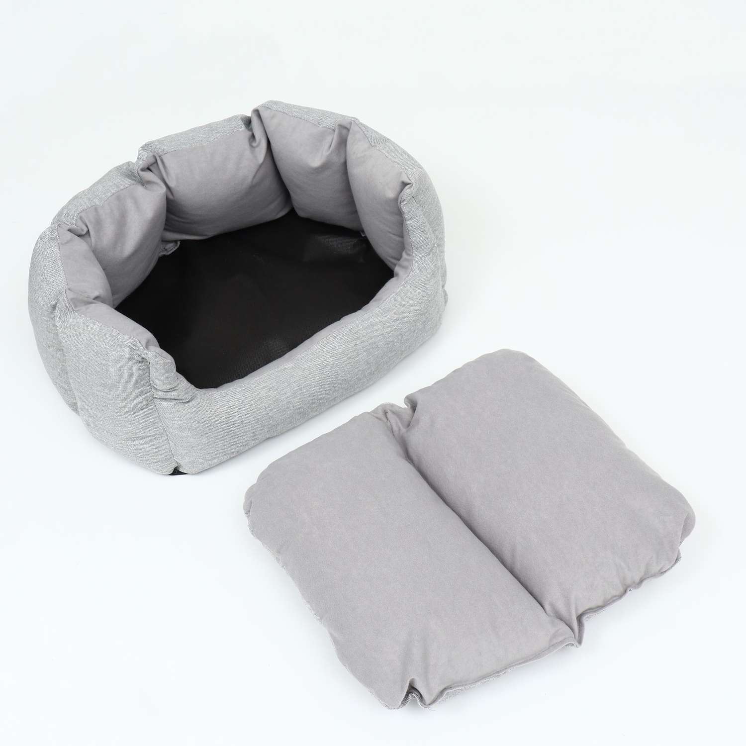 Лежак Пижон с подушкой рогожка вельвет 50х40х23 см серый - фото 5