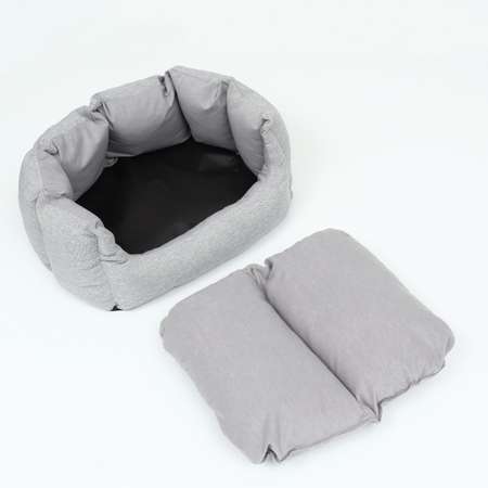 Лежак Пижон с подушкой рогожка вельвет 50х40х23 см серый