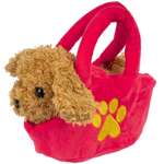 Мягкая игрушка BONDIBON Собака в сумочке коричневого цвета с озвучкой 12 см