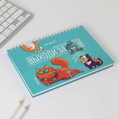 Скетчбук ArtFox горизонтальный на гребне Выходи за раМики твёрдая обложка А5 80 листов