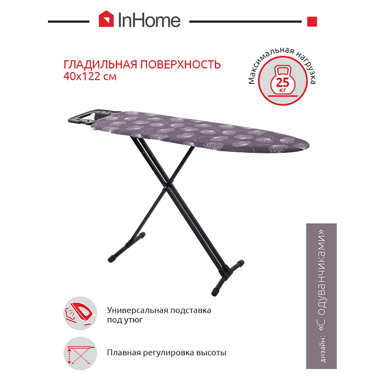 Гладильная доска InHome с розеткой и подставкой для утюга - фото 3