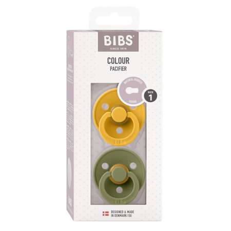 Набор 2 шт. Соска-пустышка BIBS Colour Honey Bee/Olive 0+ месяцев