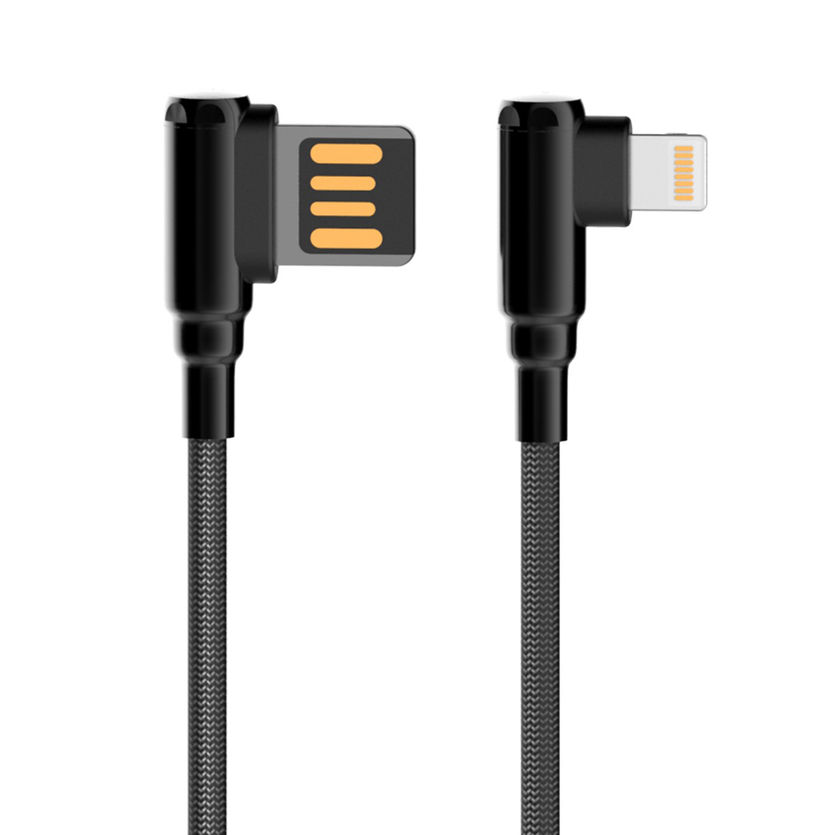 Кабель USB-Lightning LDNIO LS422 2м / 2.4 А / медь: 86 жил / угловой коннектор/ нейлоновая оплетка / серый - фото 4