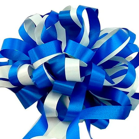 Бант для подарка Riota синий/белый 25 см