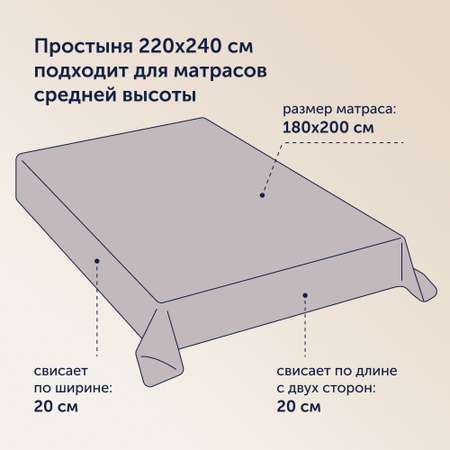 Простыня buyson BuyСolor 220х240 см хлопковый сатин Песок