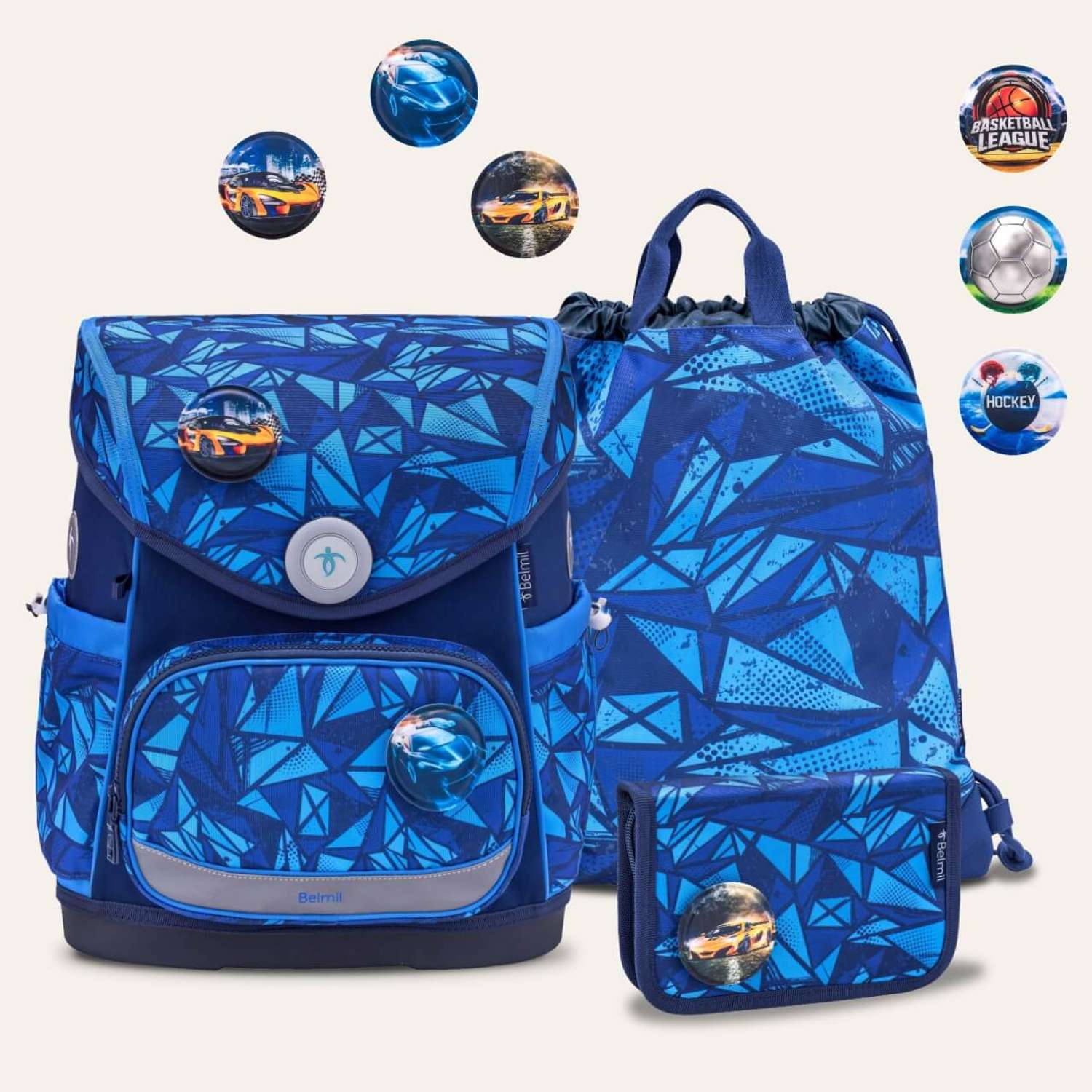 Школьный ранец BELMIL Premium Compact Plus Glacier Blue с наполнением серия 405-41-P-RS-10 - фото 1