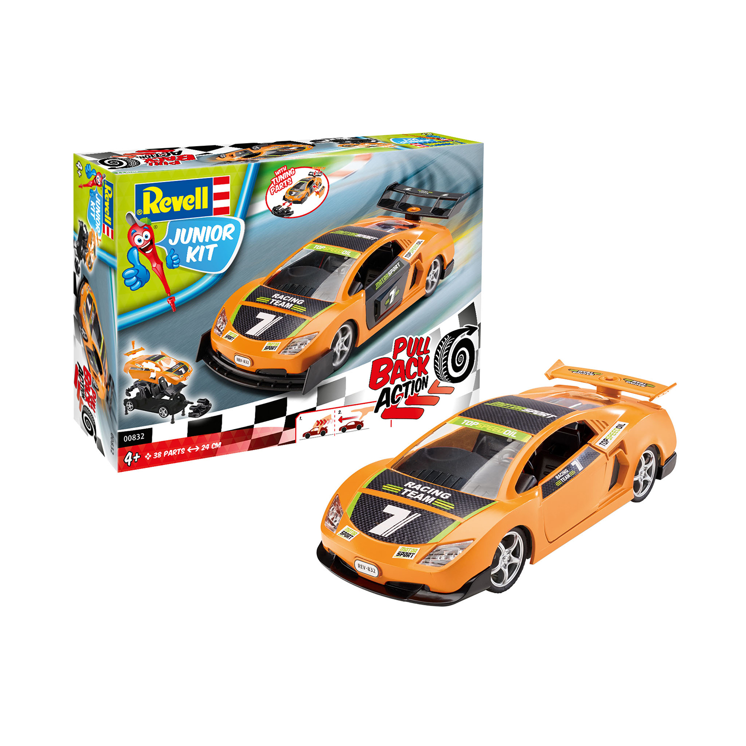 Сборная модель REVELL 00832 Гоночный автомобиль JUNIOR KIT Pull Back Racing Car оранжевый