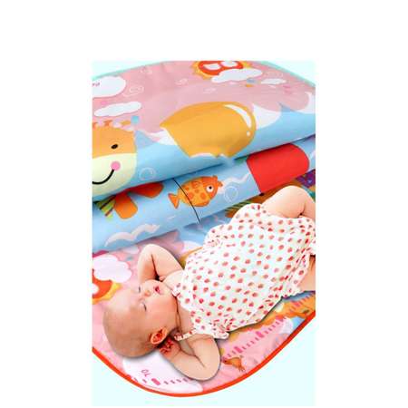 Развивающий детский коврик SHARKTOYS Для малышей овальный с музыкальной панелью с бортиком
