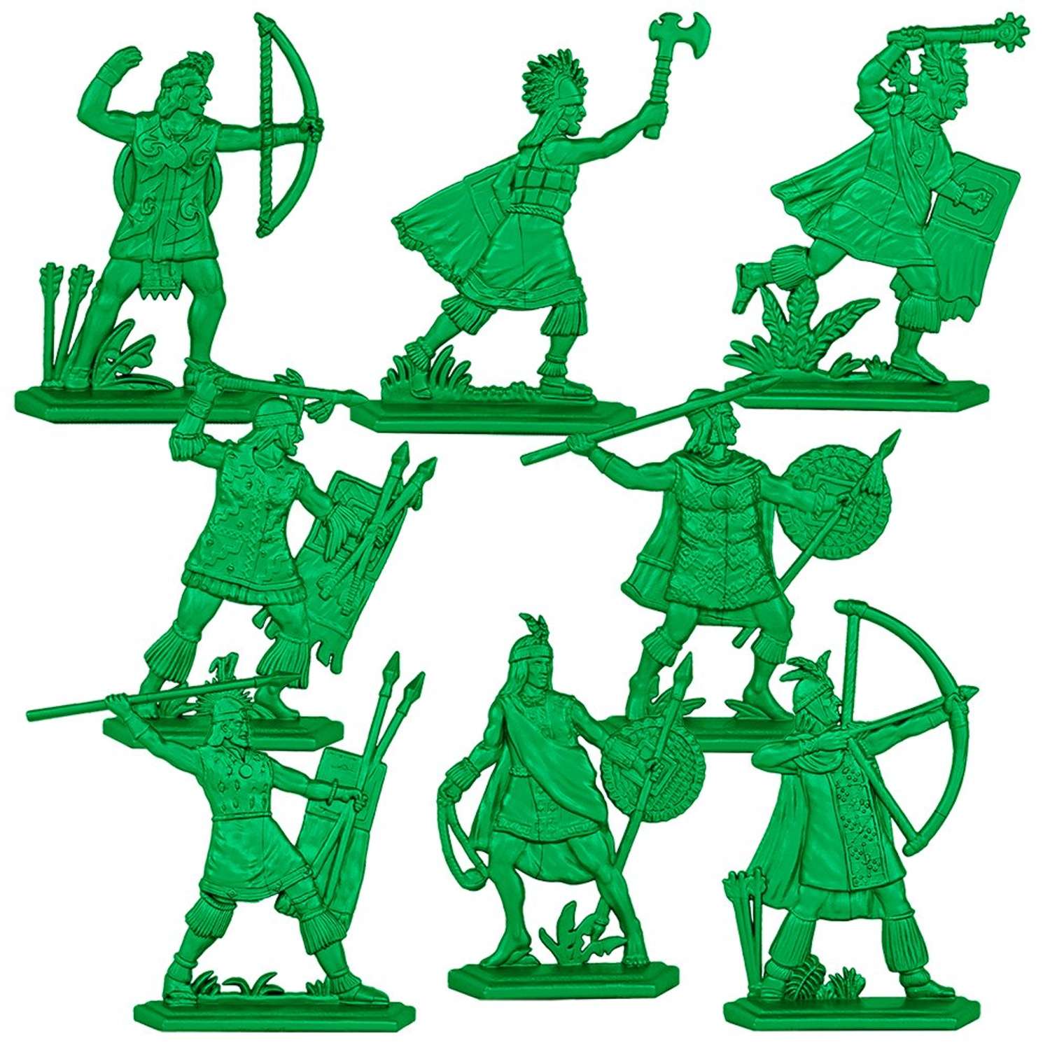 Набор солдатиков Воины и Битвы Инки Выпуск 1 зеленый цвет - фото 1