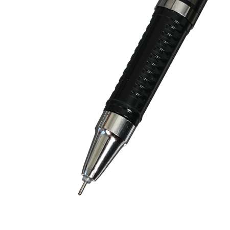 Ручка Sima-Land гелевая 0.5 мм чёрная корпус серебристый с рифленым держателем