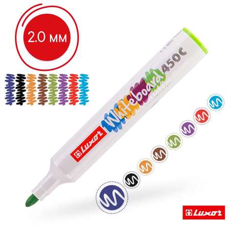 Набор маркеров LUXOR для белых досок 450C 8 цветов пулевидный 2мм блистер