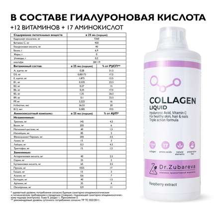Питьевой концентрат Collagen Dr. Zubareva Малина