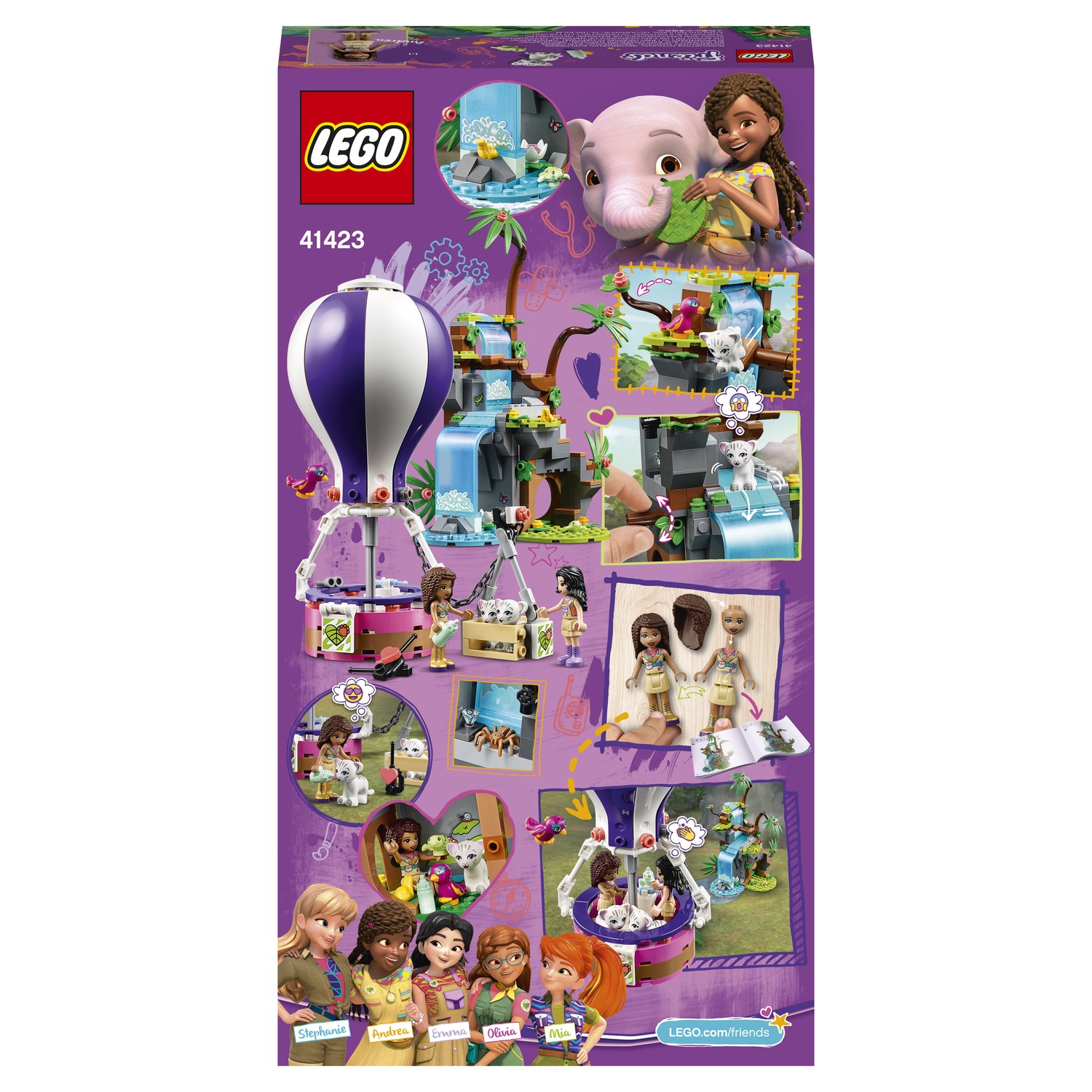 Конструктор LEGO Friends Спасение тигра на воздушном шаре 41423 купить по  цене 999 ₽ в интернет-магазине Детский мир