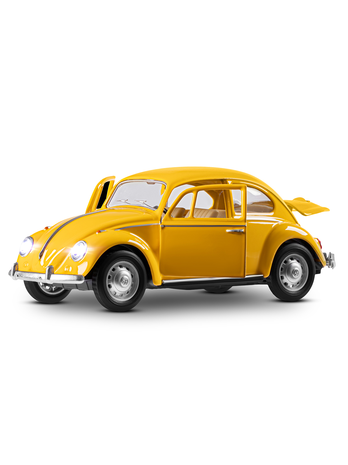 Автомобиль АВТОпанорама Volkswagen Classical Beetle 1967 1:28 желтый JB1251658 - фото 5