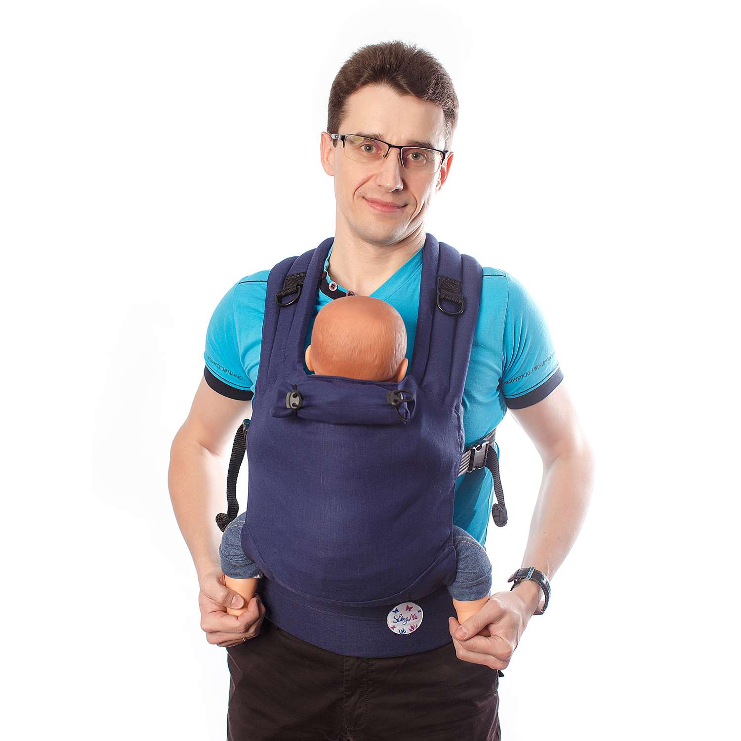 Эрго-рюкзак SlingMe Лён с 4 месяцев без намотки от 7 до 20 кг Синий - фото 1