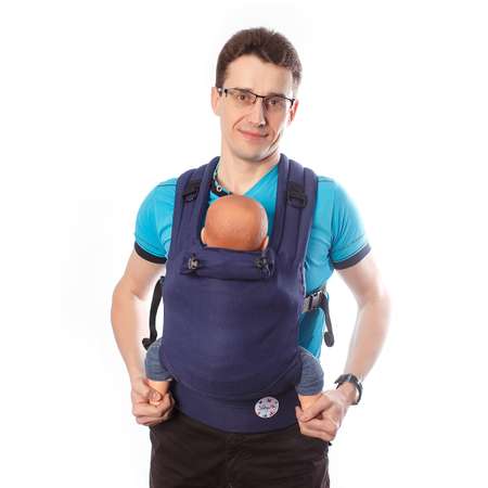 Эрго-рюкзак SlingMe Лён с 4 месяцев без намотки от 7 до 20 кг Синий