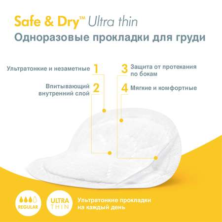 Прокладки грудные Medela Safe and Dry ультра-тонкие одноразовые 60шт