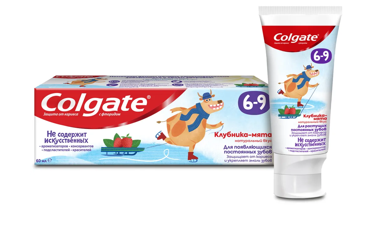 Набор зубных паст Colgate детских Клубника-мята 6-9 лет и взрослой Проф-чистка гель - фото 1