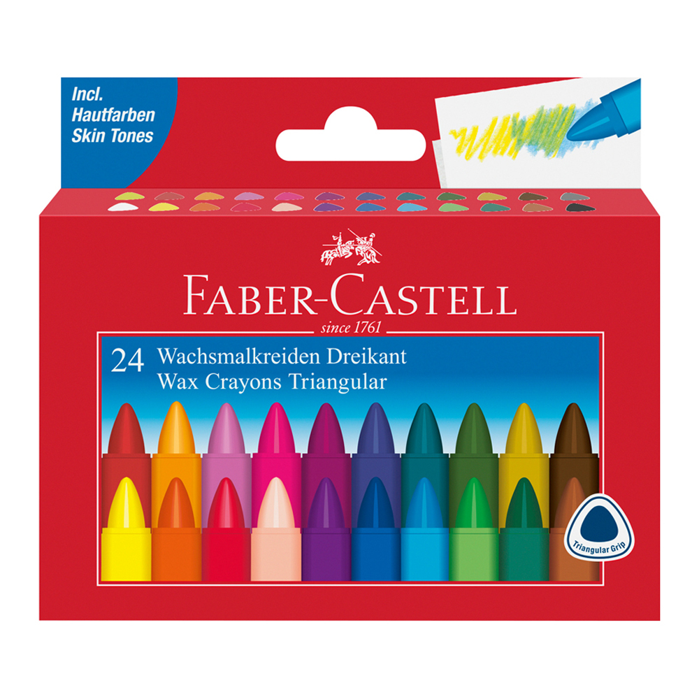 Мелки FABER CASTELL восковые 24 цвета трехгранные - фото 1