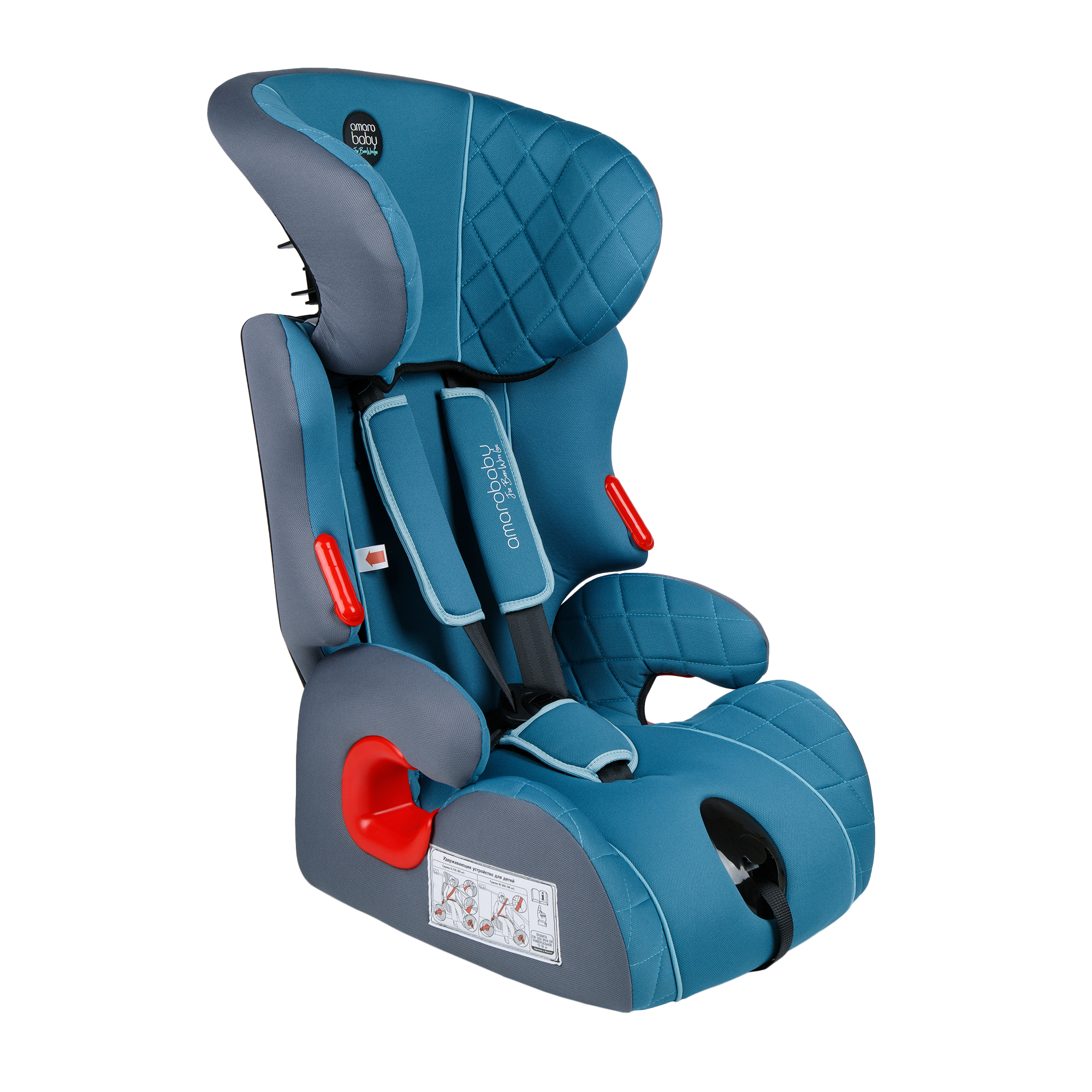 Автокресло детское AmaroBaby Big trip группа I II III бирюзовый - фото 12