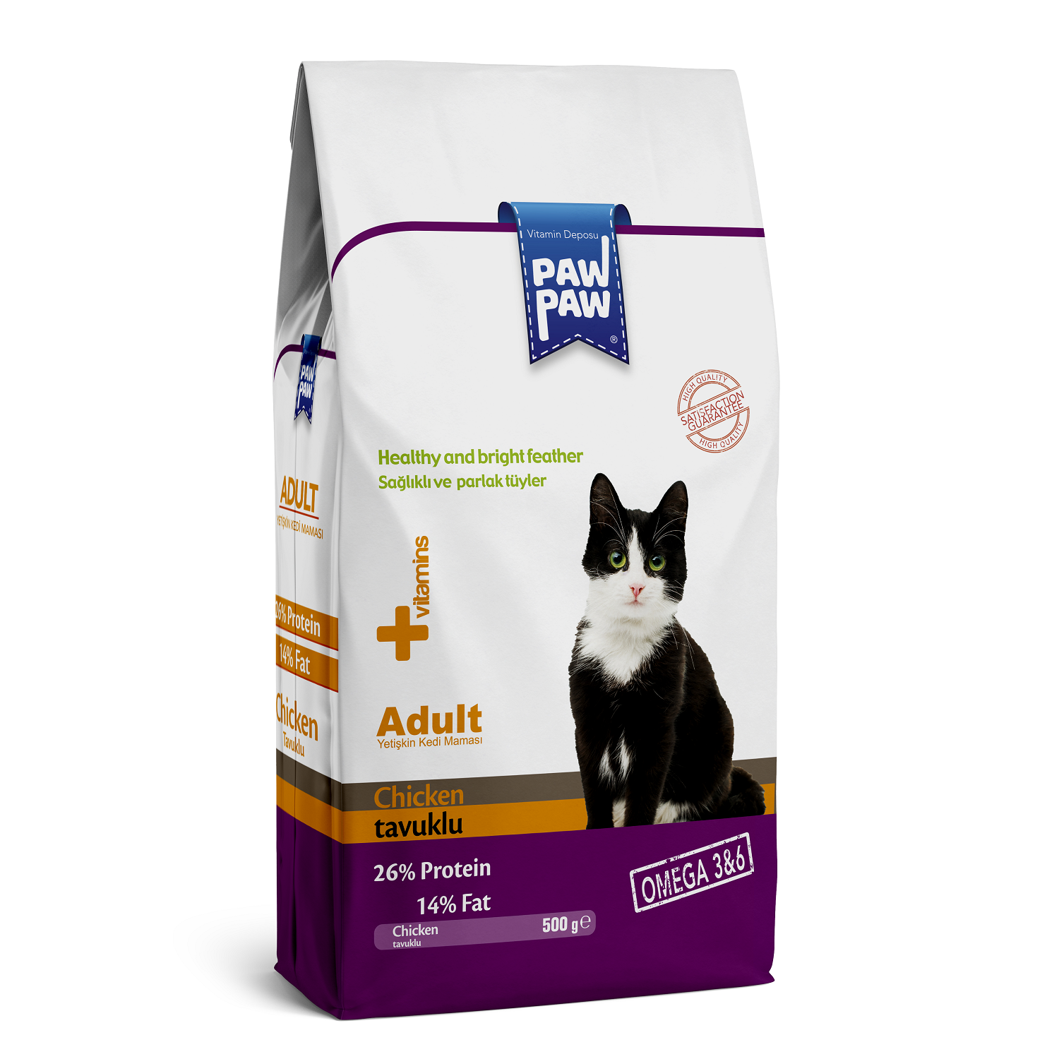 Корм для кошек Paw paw 0.5кг Adult Cat Food with Chicken с курицей сухой - фото 1