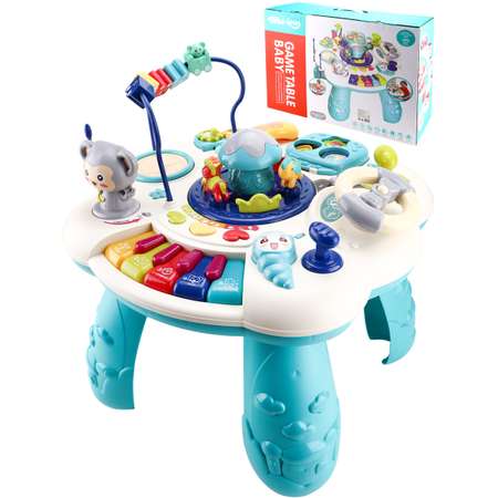 Развивающий игровой столик Рыжий кот Музыкальный / Голубой / Свет,звук / 60х16,5х43,5см