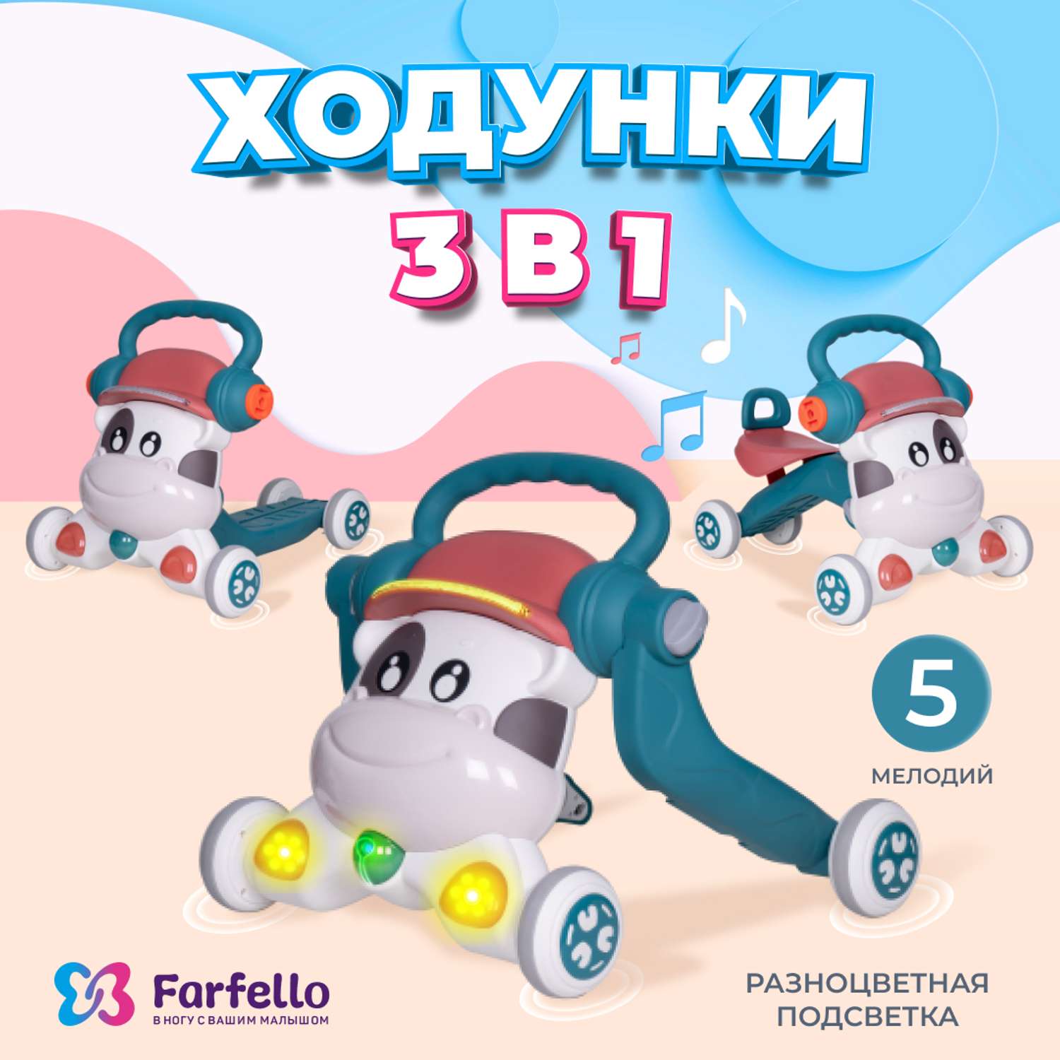 Детские ходунки 3 в 1 Farfello K12 - фото 2