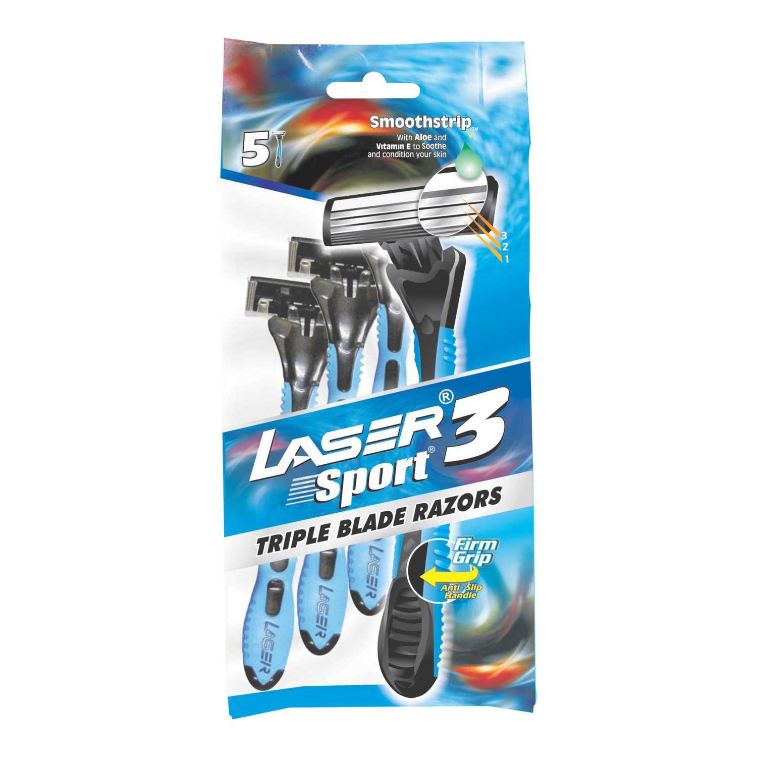 Одноразовые бритвы LASER с тремя лезвиями Лазер Спорт 3 5шт - фото 1