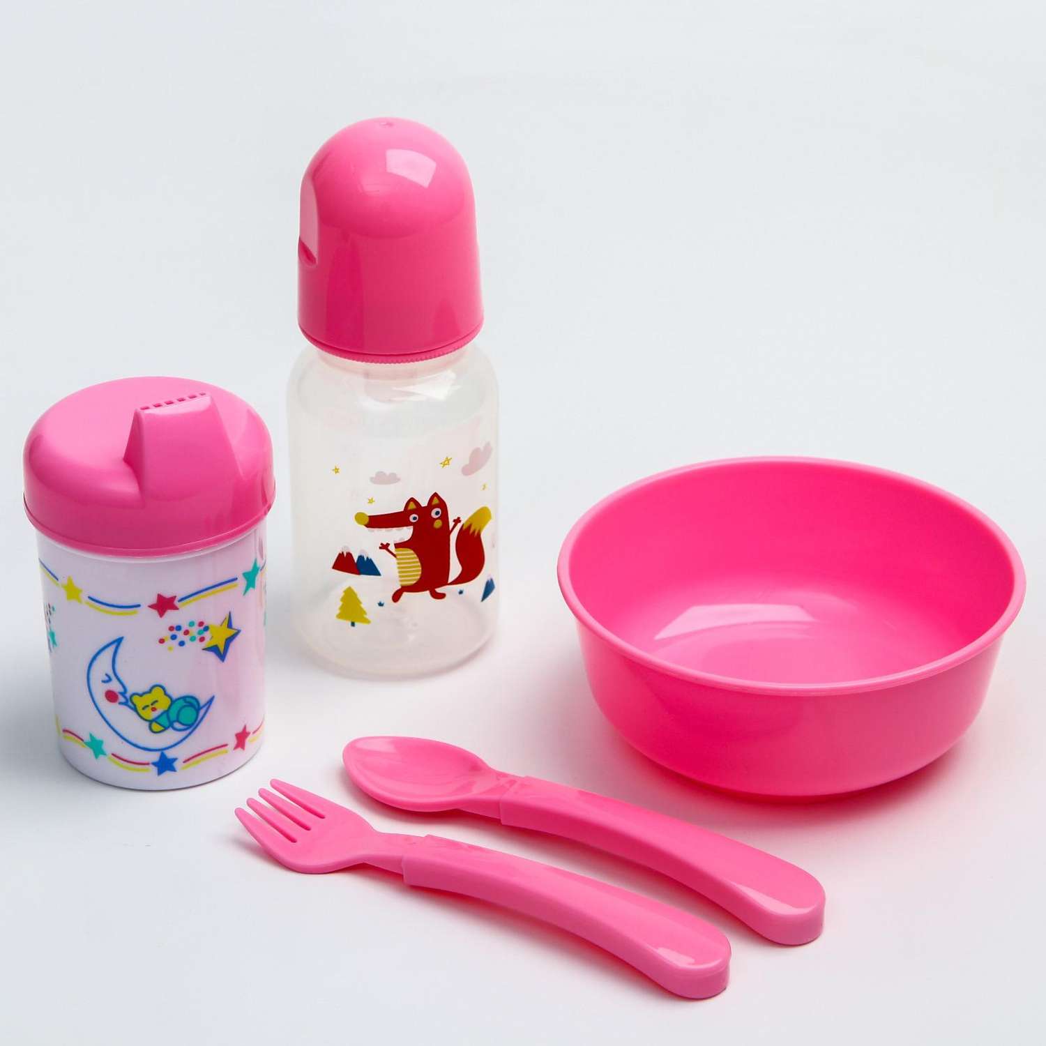 Набор посуды Крошка Я 5 предметов розовый - фото 1