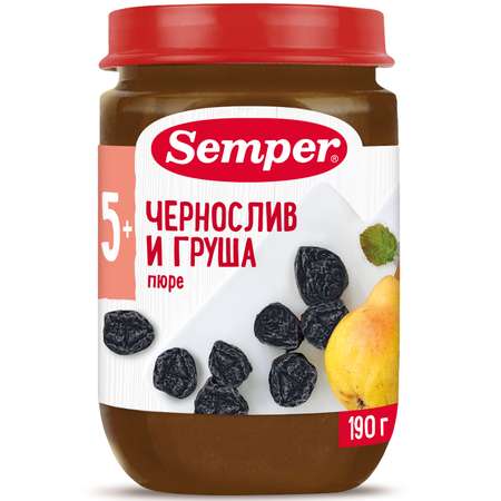 Пюре Semper чернослив-груша 190г с 5месяцев