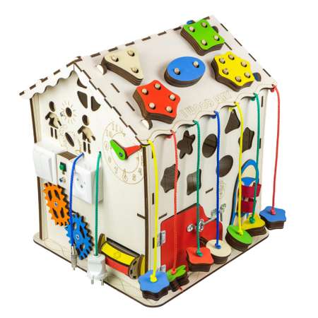 Игрушка детская бизиборд Iwoodplay Домик Средний мультицвет
