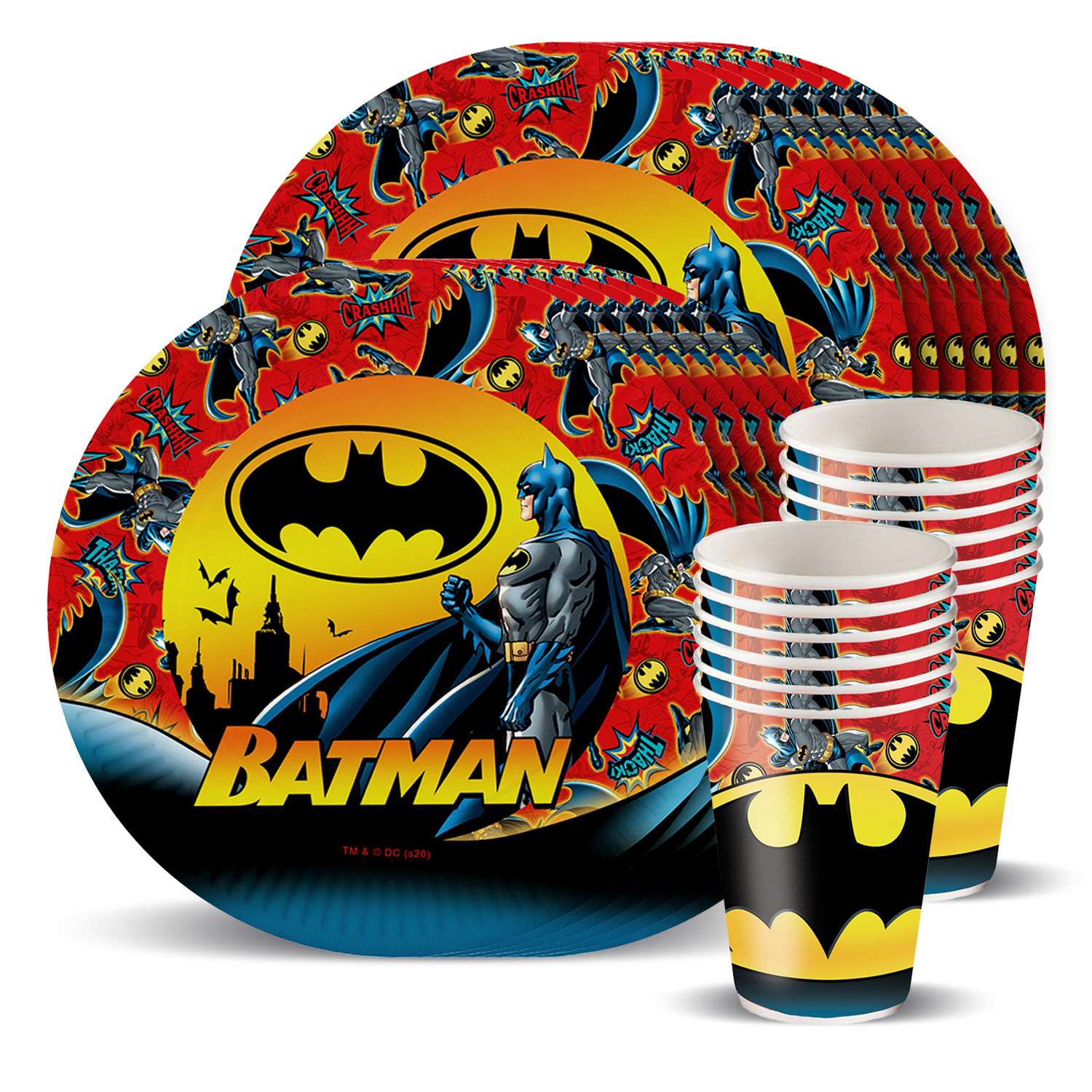 Набор одноразовой посуды ND PLAY Batman стаканы тарелки 18см по 12шт - фото 1
